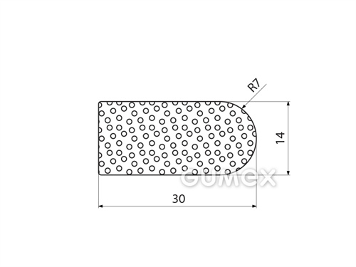 Silikónový mikroprofil tvaru "D", 14x30/R7mm, hustota 450kg/m3, -60°C/+200°C, biely